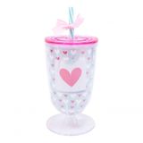 Copo Taça Com Canudo Amo Você 600ml - Projeto Kiwi