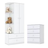 Cômoda E Guarda Roupa Infantil Amarelinha Branco Brilho - Henn