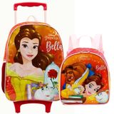 Kit Mochila Rodinha Pequena Lancheira Térmica Infantil Escolar Menina Princesas Bella Xeryus