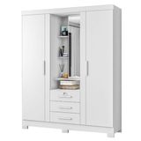 Guarda Roupa Solteiro Capelinha Premium 3 Portas Branco - Zanzini