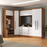 Guarda-roupa Modulado Viena 5 Portas 6 Gavetas 4 Peças Espresso Móveis Nogal/branco