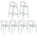 Kit 4 Cadeiras + 2 Banquetas Altas Masters Allegra Cinza Claro