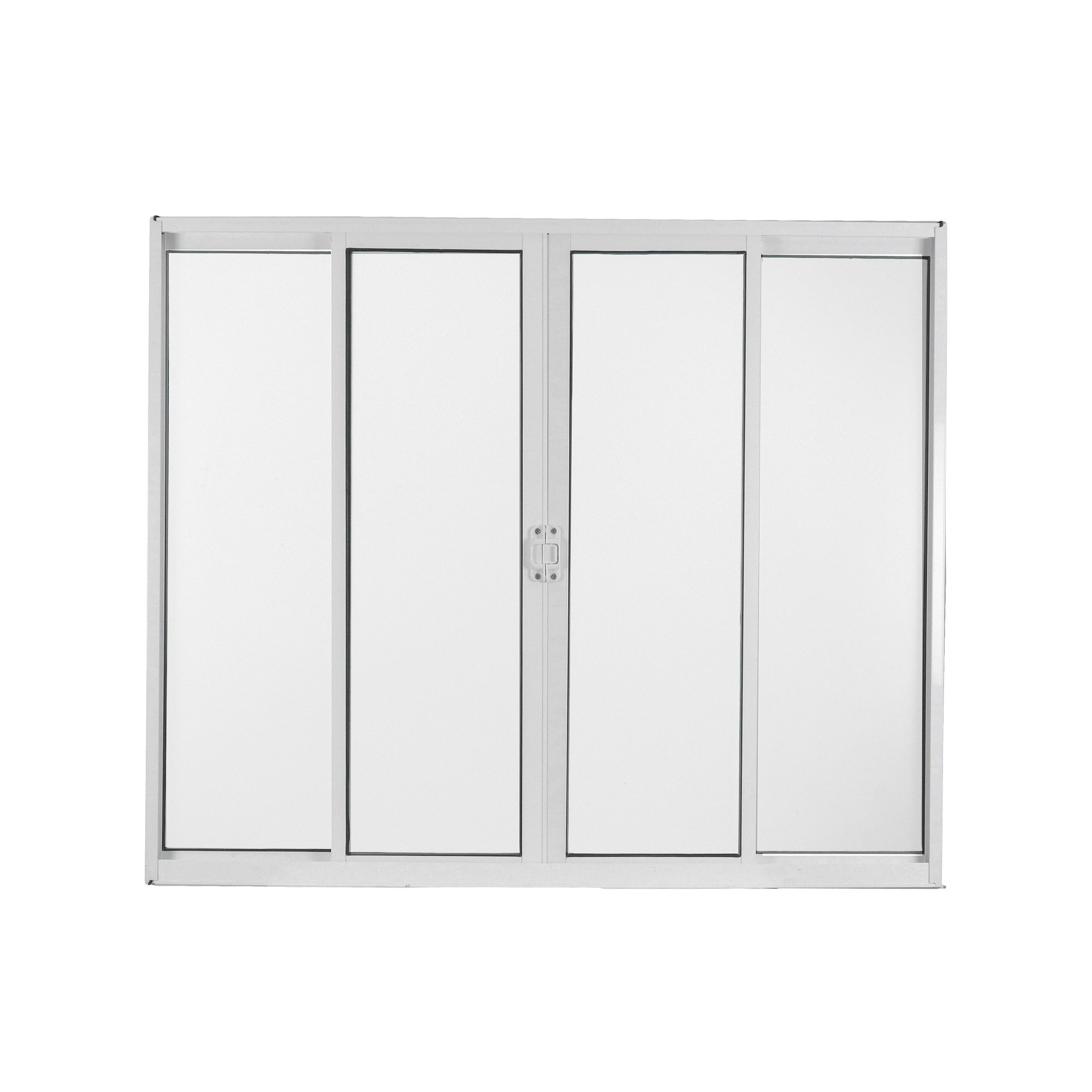 Janela de Alumínio de Correr 120x120cm 4 Folhas 2 Fixas com Vidro Liso Linha Soft MGM Branco