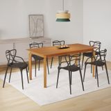 Conjunto Sala De Jantar Mesa Madeira Maciça Com 6 Cadeiras Allegra/berrini Espresso Móveis Marrom/preto