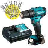 Parafusadeira E Furadeira 12v Impacto Hp333dwyx3 Bivolt Makita + Kit De Brocas