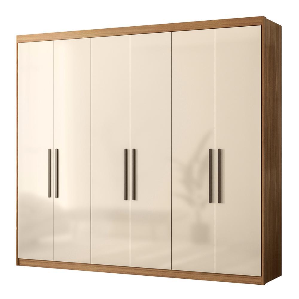 Guarda Roupa Venice 6 Portas, 2 Gavetas E 3 Cabideiros Amêndola/off White - Demóbile