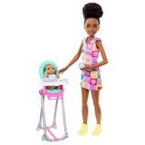 Barbie Skipper Com Bebê Na Cadeira Vestido Arco-íris - Mattel