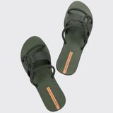 Chinelo Sandália Slide Feminino Ipanema Diversa Gaspea 27232 - Verde Militar/laranja - 36