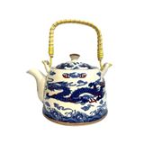 Chaleira Bule De Porcelana Oriental Para Chá - Azul Marinho Azul Marinho