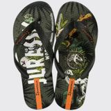 Chinelo De Dedo Infantil Meninos Ipanema Jurassic Park 27324 - Verde/verde/laranja - 23