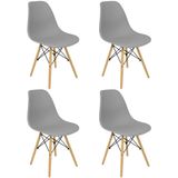 Kit 4 Cadeiras Charles Eames Eiffel Wood Design - Cinza