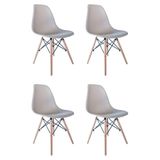 Kit 4 Cadeiras Eiffel Eames Base Madeira Sala De Jantar Nude