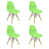 Kit 4 Cadeiras Charles Eames Eiffel Wood Design - Verde Claro