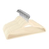 Kit 200 Cabides De Veludo Ultra Fino Antideslizante Bege