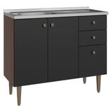 Balcão Gabinete Com Pia 3 Portas E 1 Gaveta 105cm Rustic/preto Gourmet Madesa