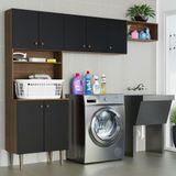 Kit Área De Serviço Lavanderia 235cm Rustic/preto Gourmet Madesa