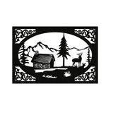Quadro Decorativo Preto Mdf Casa Nas Montanhas 40x20cm