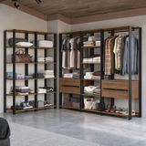 Guarda-roupa Closet Modulado Valencia 4 Gavetas 417cm Rustic/preto Madesa 01 Rustic/preto