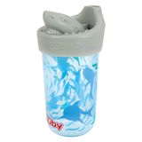 Copo Nûby Com Tampa De Silicone Desenho 3d Azul Tubarão 9+ Meses 355ml