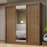 Guarda-roupa Casal 3 Portas De Correr Com Espelho Rustic Nobre Madesa Rustic