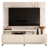 Estante Home Theater New Apolo Com Rodízios Calacata Off White - Madetec