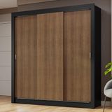 Guarda-roupa Casal 3 Portas De Correr Preto/rustic Nobre Madesa Preto/rustic