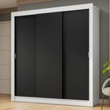 Guarda-roupa Casal 3 Portas De Correr Branco/preto Nobre Madesa Branco/preto