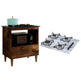 Kit Balcão Para Cooktop Cozinha Kaiki Eliz Ypê Com Fogão Cooktop 4 Bocas Chamalux Ultra Chama Branco Mármore