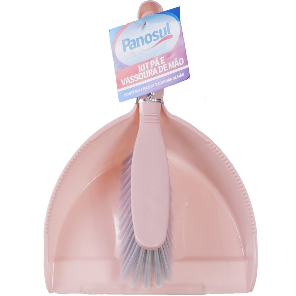 Kit Pá E Vassoura De Mão Para Limpeza Rosa