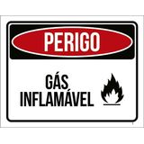 Placa Perigo Gás Inflamável - Sinalização Cuidado (18x23)