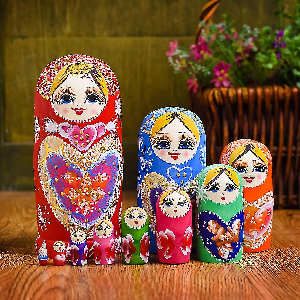 10 Camadas/conjunto Matryoshka Madeira Russo Nesting Doll Desktop