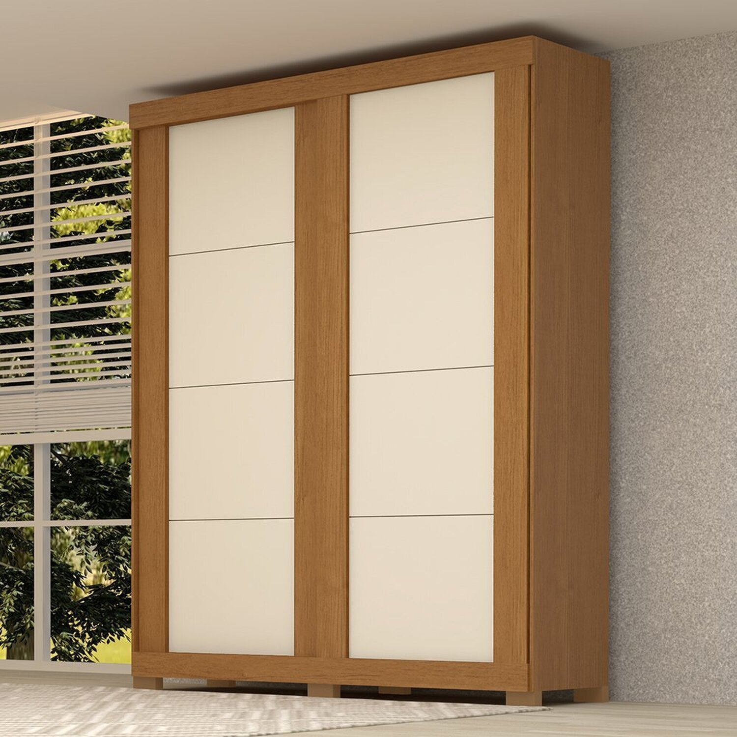 Guarda-roupa Casal 160cm 2 Portas De Correr Flex Color 100% Mdf Boldina Espresso Móveis Cinamomo/off White