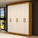 Guarda-roupa Casal 164,10cm 6 Portas 2 Gavetas 100% Mdf Papoulas Espresso Móveis Cinamomo/off White