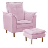 Poltrona De Amamentação Com Puff Quarto Bebê Vitória Suede