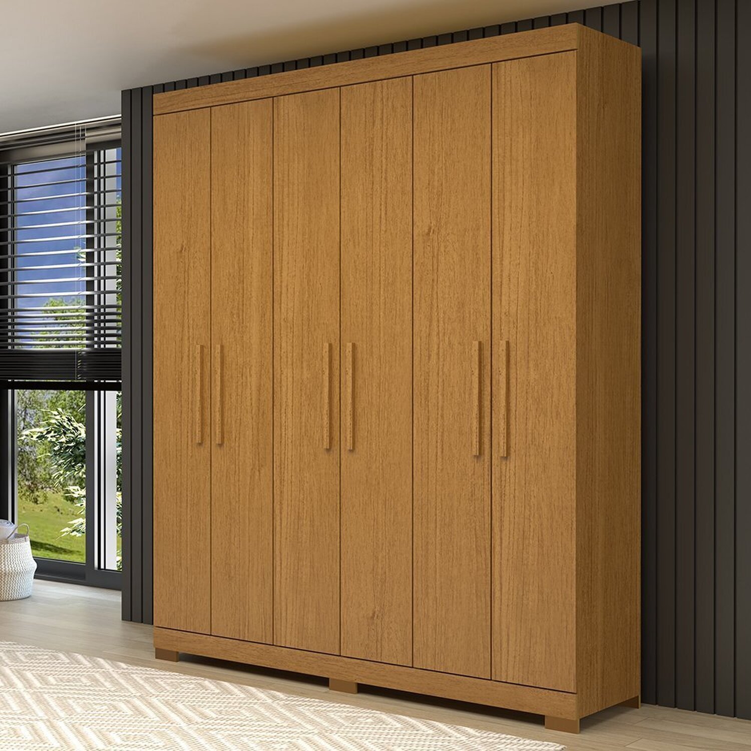 Guarda-roupa Casal 164,10cm 6 Portas 2 Gavetas 100% Mdf Papoulas Espresso Móveis Cinamomo