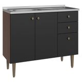 Balcão Gabinete Com Pia 3 Portas E 1 Gaveta 105cm Rustic/preto Gourmet Madesa Rustic/preto