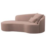 Divã Recamier Curvo Sala De Estar Recepção Inglaterra 150cm Lado Esquerdo Linho Adj Decor Rosê