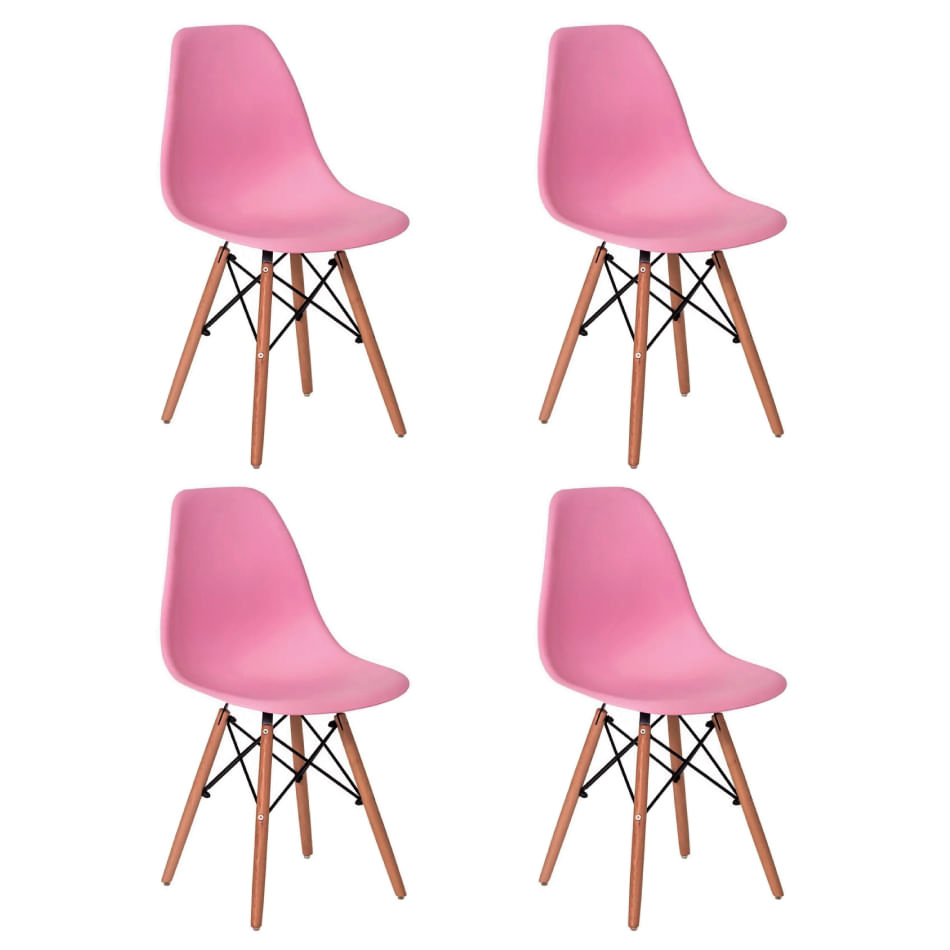 Kit 4 Cadeiras Charles Eames Eiffel Wood Design Varias Cores