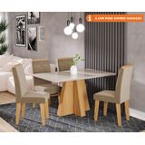 Sala De Jantar Tampo Mdf/vidro 80cm X130cm 4 Cadeiras Patricia/tais Cimol Nature/offwhite/joli