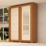 Guarda-roupa Casal 160cm 2 Portas De Correr Com Espelho Flex Color 100% Mdf Boldina Espresso Móveis Cinamomo/off White