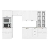 Cozinha Completa Americana 5 Peças (2 Armários + 2 Paneleiros + 1 Balcão) C5p55 Branco - Henn