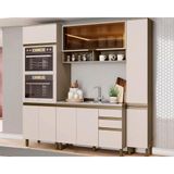 Cozinha Modulada Henn Connect 4 Peças (1aéreo+2paneleiros+1balcão) Cpt99 Duna/cristal-henn