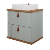 Gabinete Para Banheiro 60cm 100% Mdf 1 Gaveta 1 Porta Basculante Milano Mgm Móveis Pistache/freijo