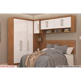 Quarto Casal Modulado Modena Iii 5 Peças (1 Armário Aéreo + 2 Guarda Roupas + 2 Complementos) Qcm57 Amendola/branco - Demóbile