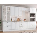 Cozinha Completa Americana 7 Peças (2 Armários + 2 Paneleiros + 2 Balcões + 1 Complemento) C5p66 Branco - Henn