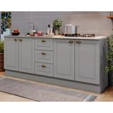 Kit De Cozinha Modulada 3 Peças Americana (2 Balcões. 1 Complemento) Cinza - Henn