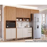 Cozinha Completa Divina 4 Peças (2 Aéreos + 1 Balcão + 1 Paneleiro) CZ003 Freijó/Off White - MGM