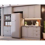Kit De Cozinha Modulada 4 Peças Americana (2 Aéreos. 1 Balcão, 1 Paneleiro) 4 Peça Cinza - Henn