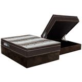 Cama Box Baú Casal: Colchão Ortopédico Ortobom Light + Base Crc Suede Brown(138x188)