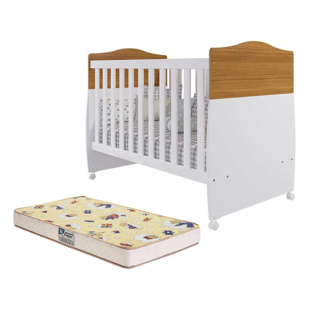 Berço Mini Cama Conforto Nature/branco Com Colchão Supreme - Permóbili Baby